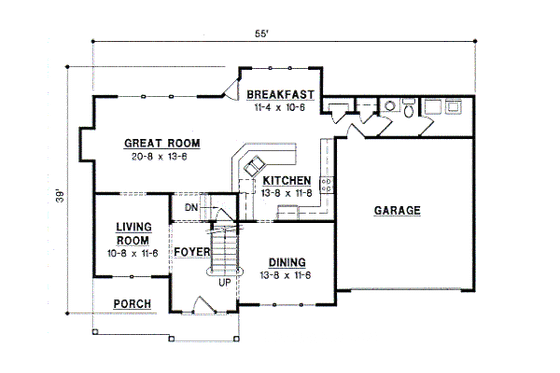 Floor Plan - Main Floor for Traditional House Plan #67-508 - 4 bed, 2.5 bath