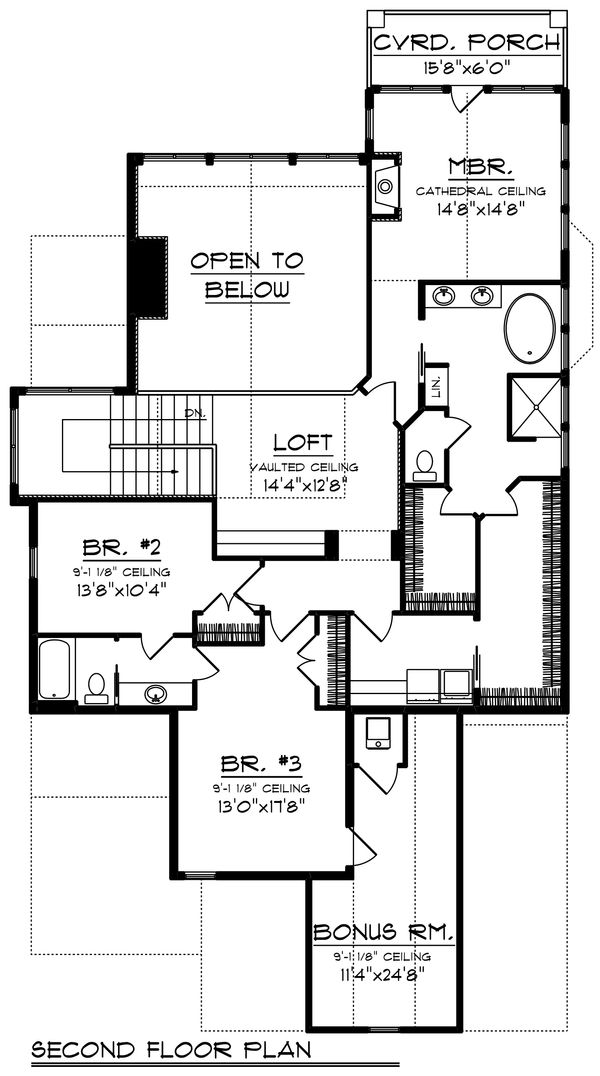 Architectural House Design - Craftsman Floor Plan - Upper Floor Plan #70-1433