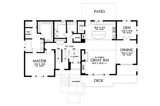 Floor Plan - Main Floor for Contemporary House Plan #48-680 - 3 bed, 2.5 bath