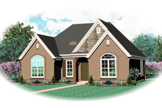 Exterior - Front Elevation for European House Plan #81-13685 - 2 bed, 2 bath