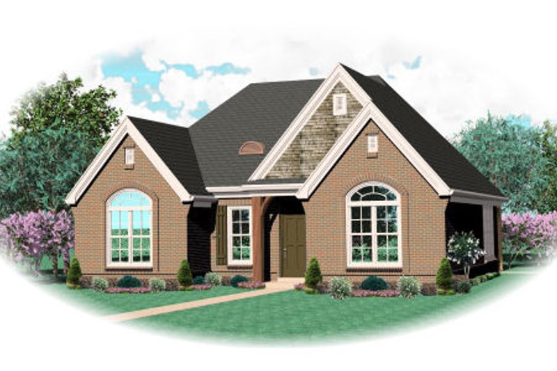Exterior - Front Elevation 2 for European House Plan #81-13685 - 2 bed, 2 bath