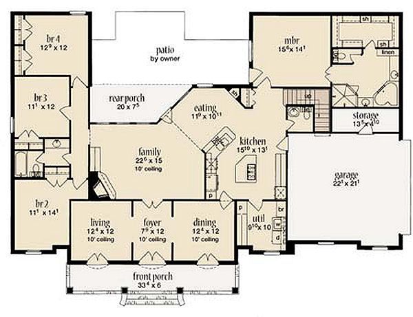 Dream House Plan - Mediterranean Floor Plan - Main Floor Plan #36-463