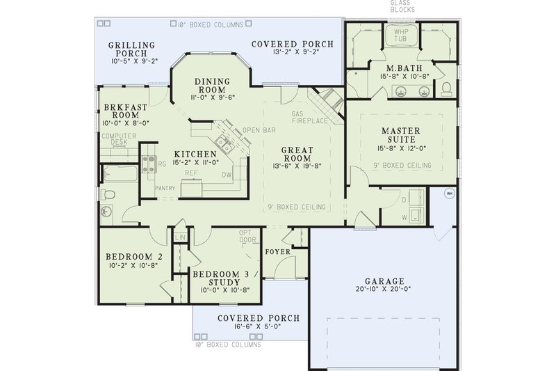 Dream House Plan - Floor Plan - Main Floor for Traditional House Plan #17-2292 - 3 bed, 2 bath