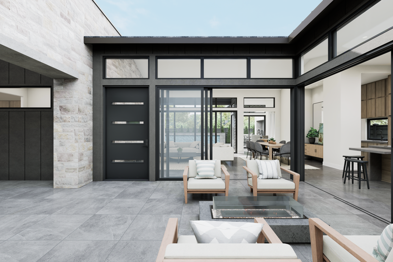 House Blueprint - Exterior - Outdoor Living 2 for Modern House Plan #1087-1 - 4 bed, 3.5 bath