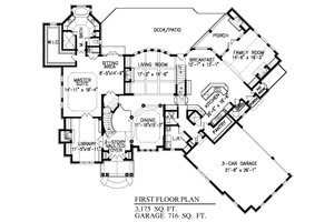 Floor Plan - Main Floor for Traditional House Plan #54-523 - 4 bed, 4.5 bath