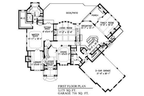 Floor Plan - Main Floor for Traditional House Plan #54-523 - 4 bed, 4.5 bath