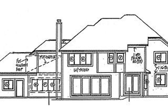 Exterior - Rear Elevation for European House Plan #312-552 - 4 bed, 2.5 bath