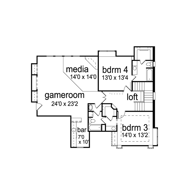 Architectural House Design - European Floor Plan - Upper Floor Plan #84-508