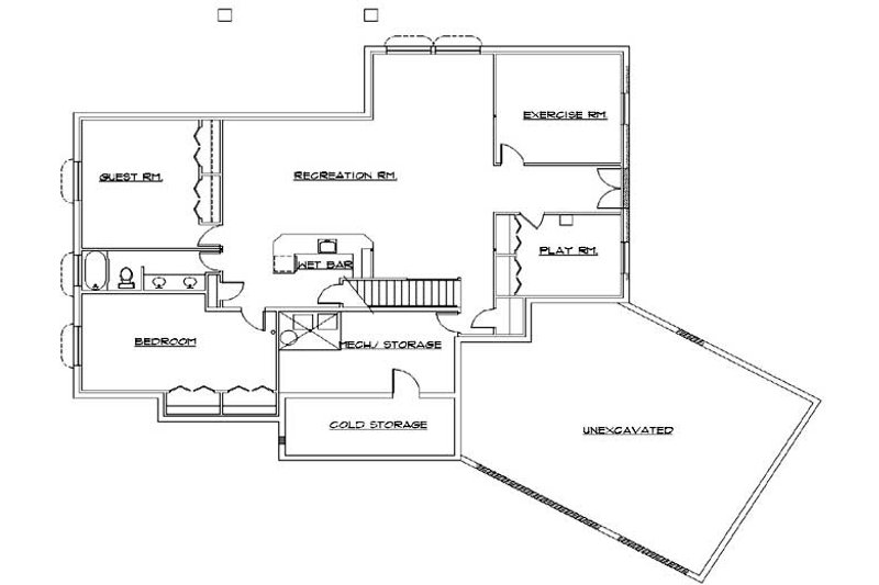 House Plan Design - Floor Plan - Lower Floor for Modern House Plan #5-141 - 4 bed, 2.5 bath