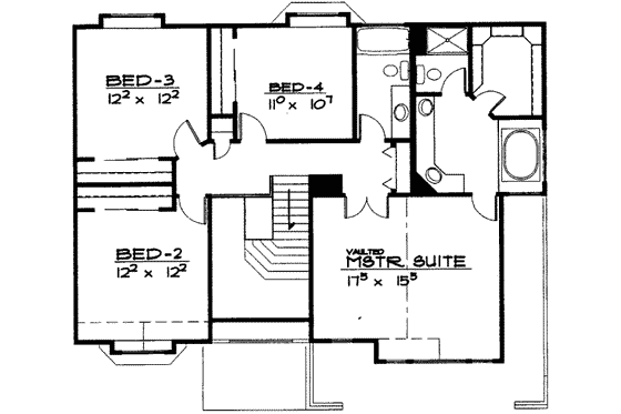 Floor Plan - Upper Floor for Traditional House Plan #308-125 - 4 bed, 2.5 bath