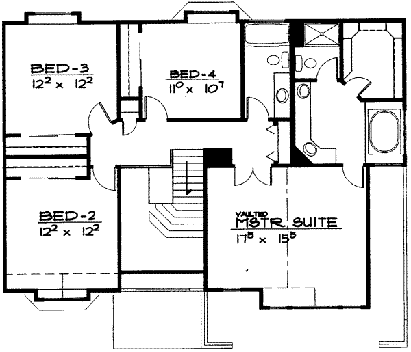 Floor Plan - Upper Floor for Traditional House Plan #308-125 - 4 bed, 2.5 bath