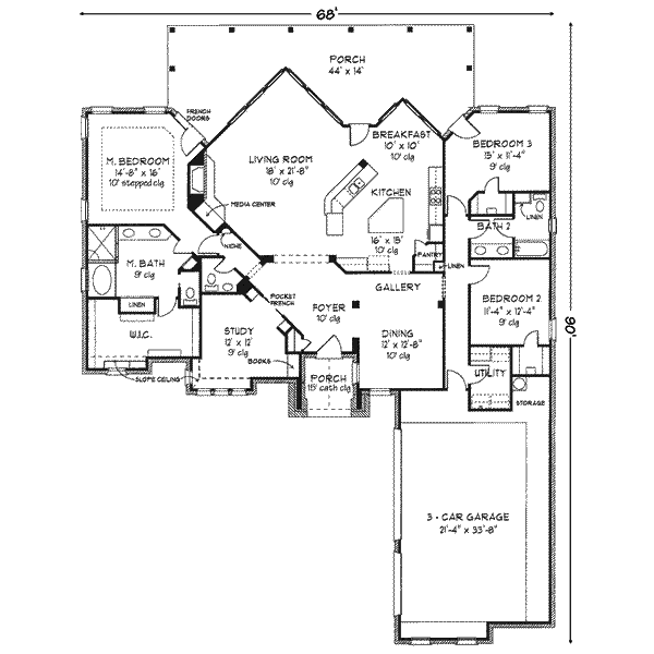 House Plan Design - Craftsman Floor Plan - Main Floor Plan #410-136