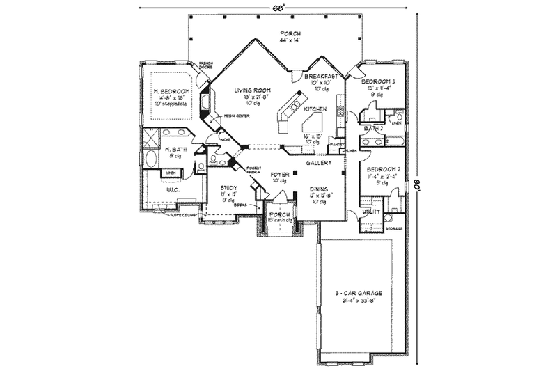 House Plan Design - Floor Plan - Main Floor for Craftsman House Plan #410-136 - 3 bed, 2.5 bath