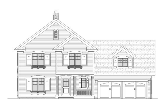 Exterior - Front Elevation 3 for Traditional House Plan #901-52 - 3 bed, 2.5 bath