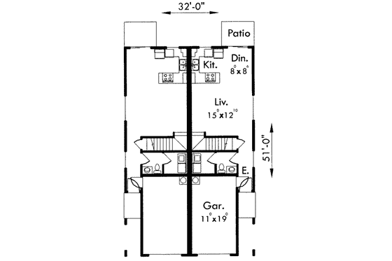 Floor Plan - Main Floor for Traditional House Plan #303-382 - 3 bed, 2.5 bath
