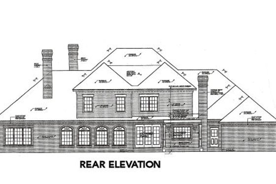 Exterior - Rear Elevation for European House Plan #310-642 - 4 bed, 3.5 bath