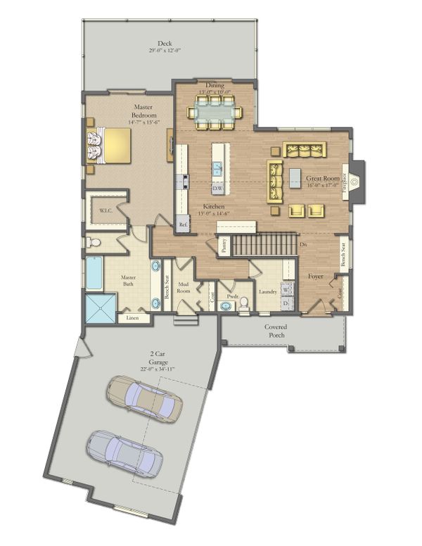 Craftsman Floor Plan - Main Floor Plan #1057-21