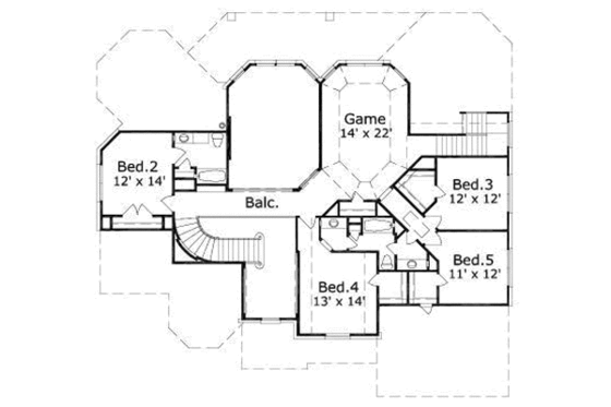 Floor Plan - Upper Floor for Traditional House Plan #411-183 - 5 bed, 3 bath