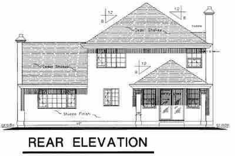 Home Plan - Exterior - Rear Elevation for European House Plan #18-202 - 3 bed, 1.5 bath
