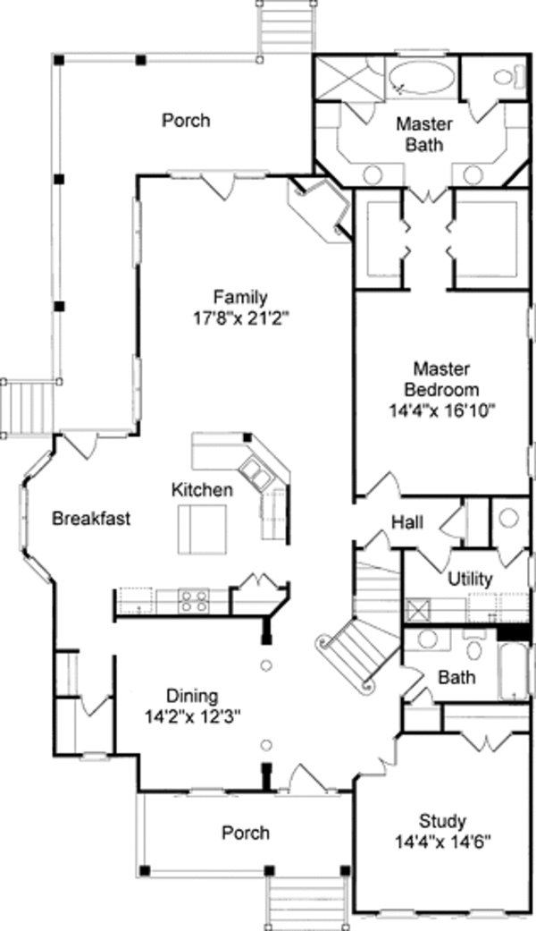 Architectural House Design - Victorian Floor Plan - Main Floor Plan #37-226