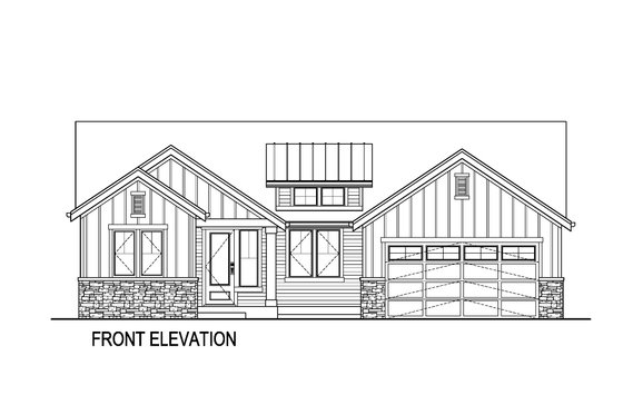 Exterior - Front Elevation 3 for Farmhouse House Plan #569-44 - 3 bed, 2 bath