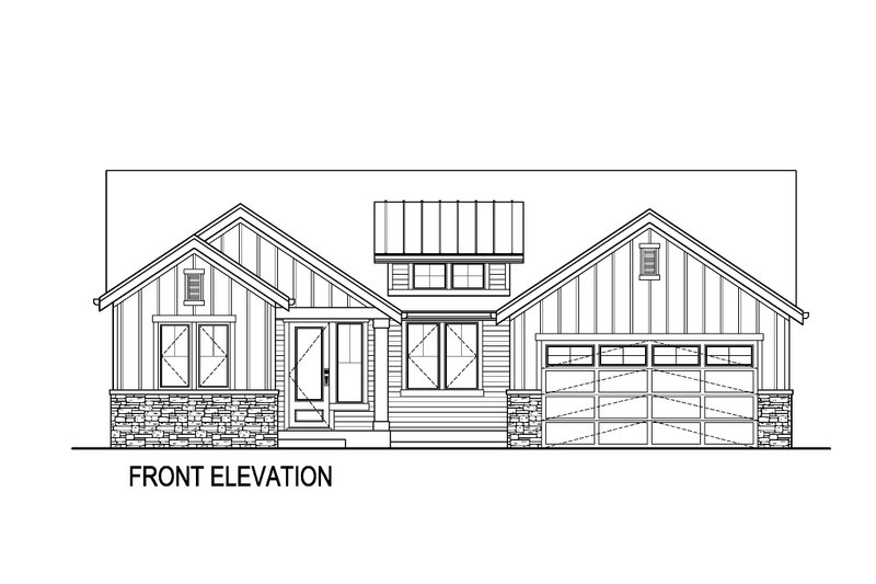 Home Plan - Exterior - Front Elevation 3 for Farmhouse House Plan #569-44 - 3 bed, 2 bath