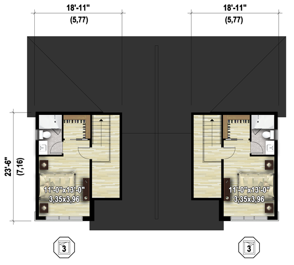 Home Plan - Contemporary Floor Plan - Upper Floor Plan #25-4611