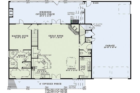 Floor Plan - Main Floor for Country House Plan #17-2459 - 3 bed, 2.5 bath
