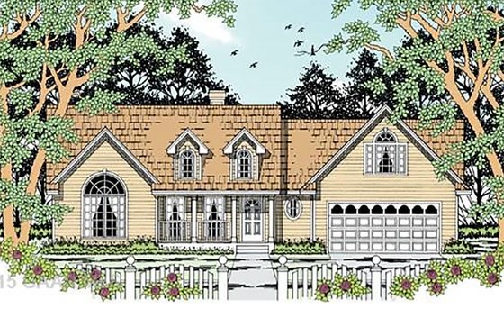 Exterior - Front Elevation for Country House Plan #42-314 - 3 bed, 2 bath