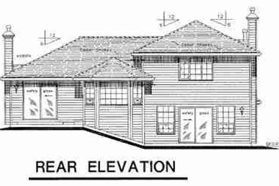 Exterior - Rear Elevation for Traditional House Plan #18-9241 - 3 bed, 2.5 bath