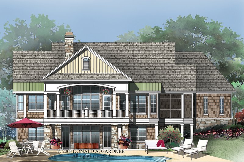 Architectural House Design - Exterior - Rear Elevation 1 for European House Plan #929-4 - 4 bed, 4 bath