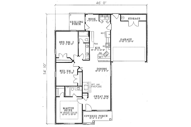 House Blueprint - Floor Plan - Main Floor for Traditional House Plan #17-197 - 3 bed, 2 bath