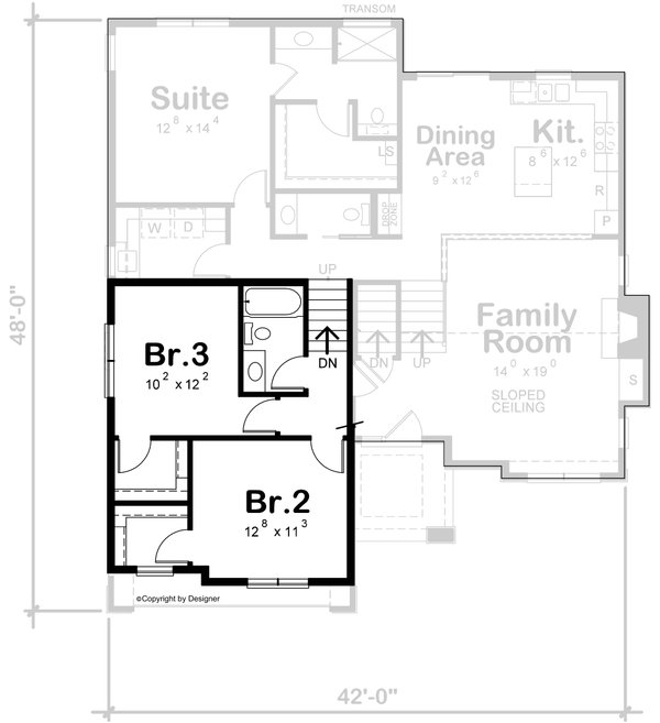 Contemporary Floor Plan - Upper Floor Plan #20-2519