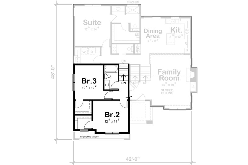 House Blueprint - Floor Plan - Upper Floor for Contemporary House Plan #20-2519 - 3 bed, 2.5 bath