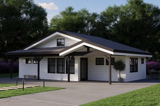 Exterior - Front Elevation for Ranch House Plan #1106-137 - 2 bed, 2 bath