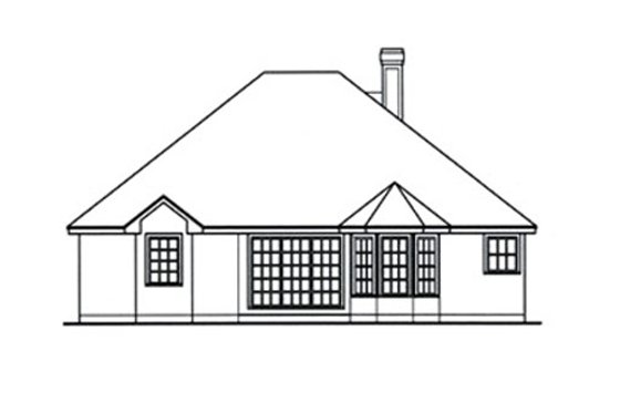 Exterior - Rear Elevation for Traditional House Plan #42-381 - 3 bed, 2 bath