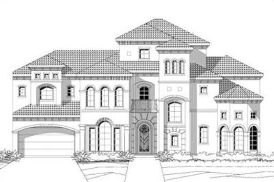Exterior - Front Elevation for Mediterranean House Plan #411-194 - 4 bed, 4 bath