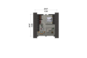 Floor Plan - Upper Floor for Cabin House Plan #25-4968 - 2 bed, 1 bath