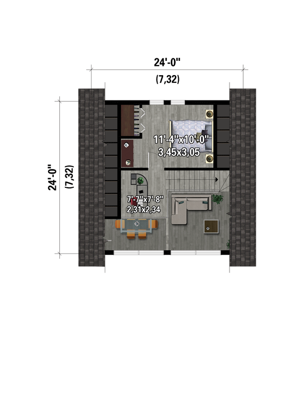 Cabin Floor Plan - Upper Floor Plan #25-4968