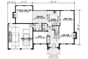 Floor Plan - Main Floor for European House Plan #138-156 - 4 bed, 1.5 bath