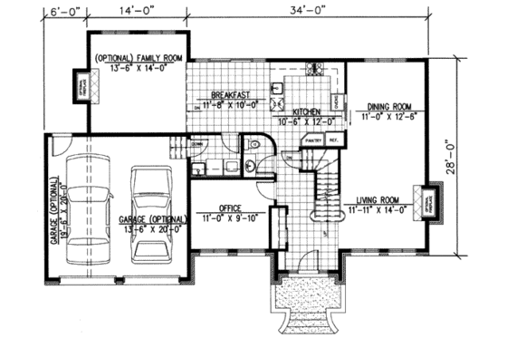 Floor Plan - Main Floor for European House Plan #138-156 - 4 bed, 1.5 bath