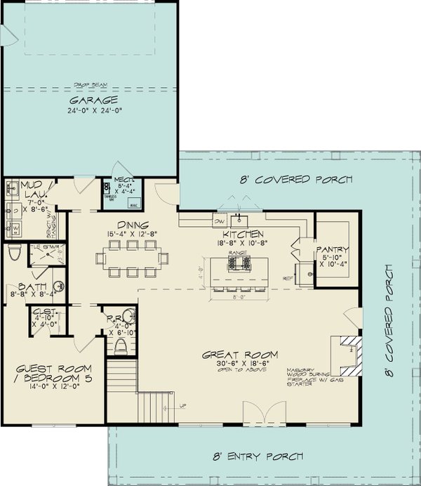 Architectural House Design - Farmhouse Floor Plan - Main Floor Plan #1095-2