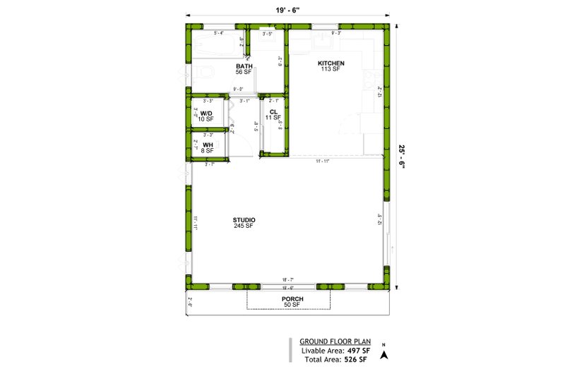 Home Plan - Floor Plan - Main Floor for Adobe / Southwestern House Plan #1106-50 - 1 bed, 1 bath