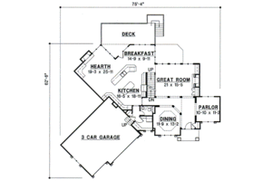 Floor Plan - Main Floor for Traditional House Plan #67-592 - 4 bed, 3.5 bath