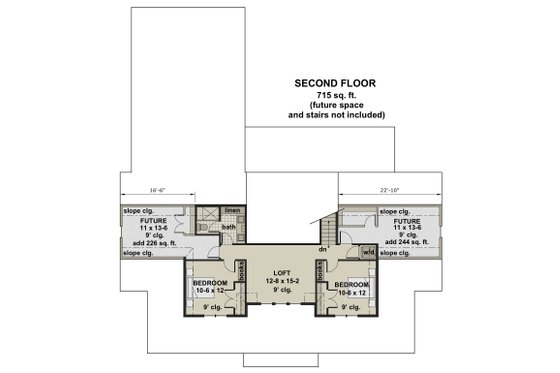 Floor Plan - Upper Floor for Farmhouse House Plan #51-1149 - 4 bed, 4.5 bath
