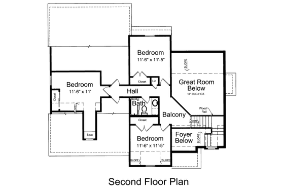 Floor Plan - Upper Floor for Colonial House Plan #46-466 - 4 bed, 2.5 bath