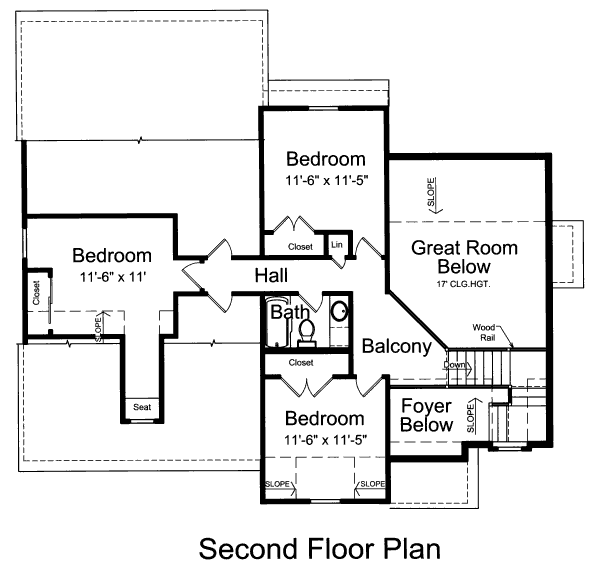 Colonial Floor Plan - Upper Floor Plan #46-466