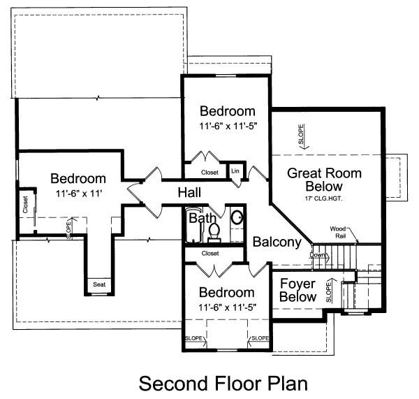 Architectural House Design - Colonial Floor Plan - Upper Floor Plan #46-466