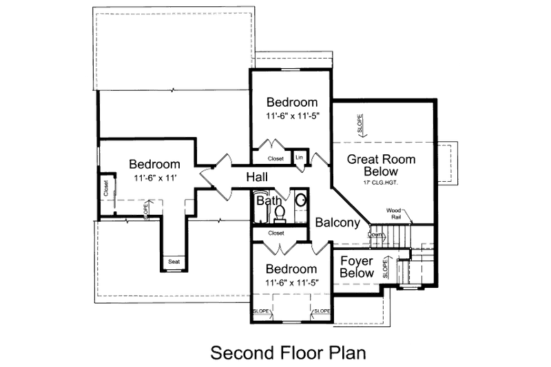 Home Plan - Floor Plan - Upper Floor for Colonial House Plan #46-466 - 4 bed, 2.5 bath