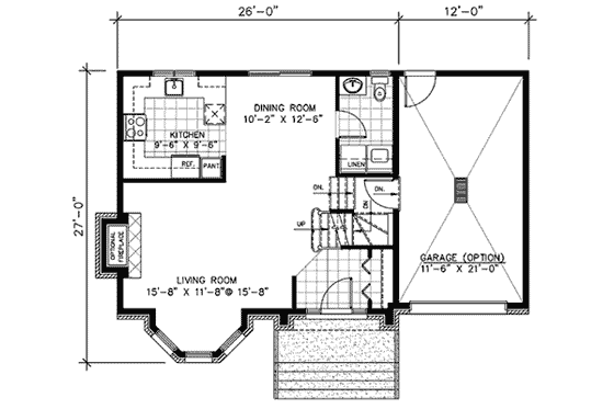 Floor Plan - Main Floor for European House Plan #138-286 - 3 bed, 1.5 bath
